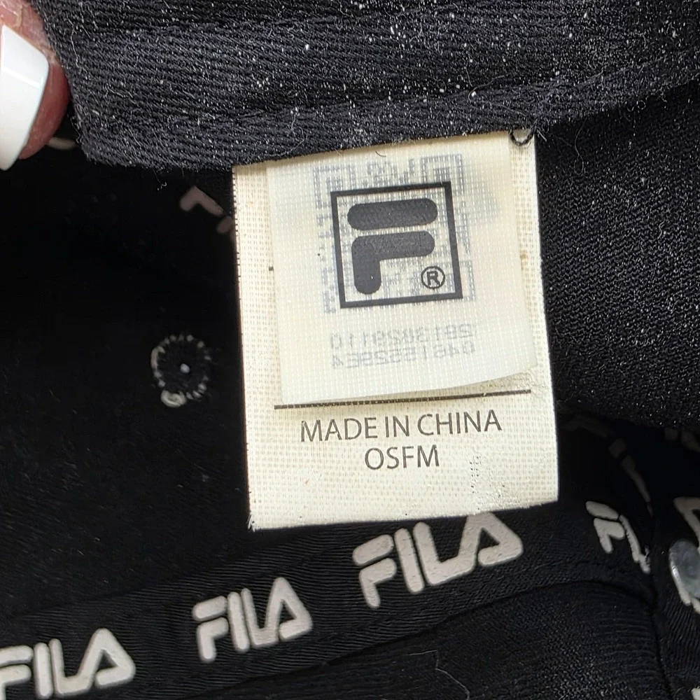 Fila Hat‎ Cap Strap Back Black Cotton Embroidered Logo Mens One Size Casual Hat